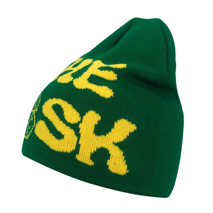 Y2K Letter Print Knit Beanie Hat – Unisex Winter Cap