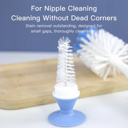 Baby Bottle Cleaning Brush Set – 2-in-1 Nylon with Suction Stand