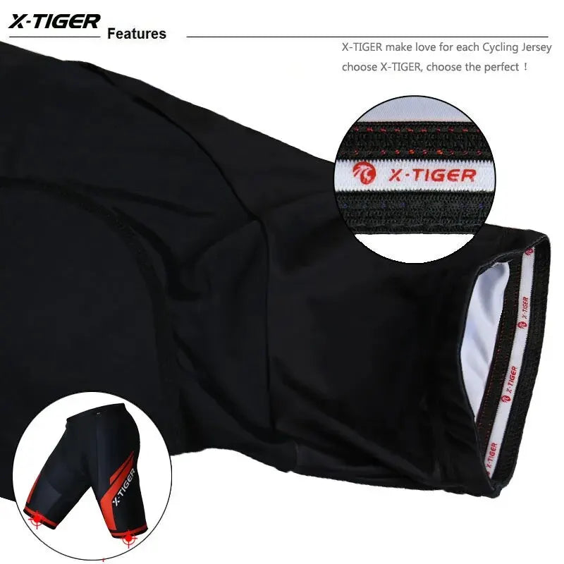 Cycling Shorts Men Gel Pad - X-Tiger MTB Road Bike Pants