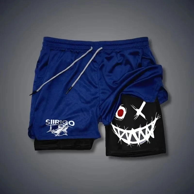 Men's 2-in-1 Graphic Print Fitness Shorts