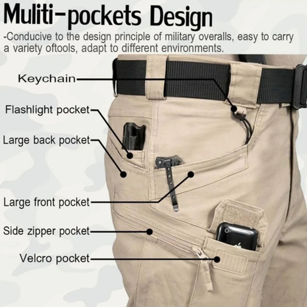 Men's Tactical Cargo Pants – Waterproof Outdoor Hiking Trousers