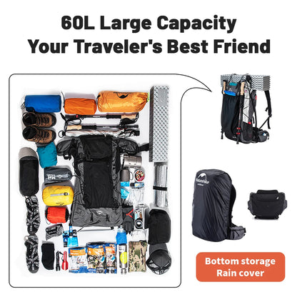 Naturehike 60L Camping Backpack – Waterproof Ultralight Hiking Bag
