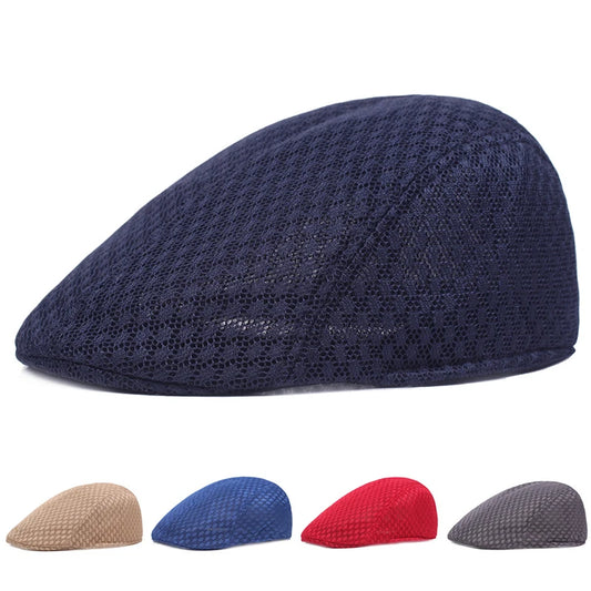 Mesh Flat Cap – Unisex Breathable Newsboy Beret Hat