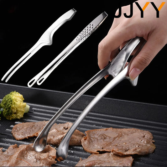 Stainless Steel Kitchen Tongs - Long Handle BBQ & Cooking Tweezers