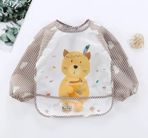 Baby Long Sleeve Waterproof Bib Art Smock with Pocket