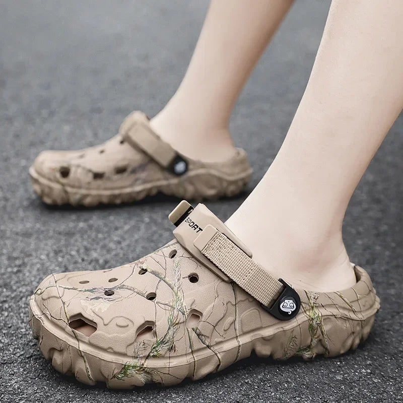 Men's Camouflage Clog Sandals with Adjustable Strap