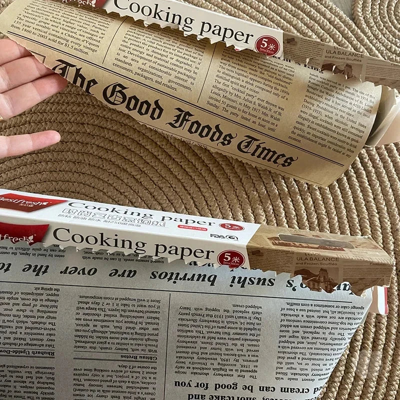 Food Wrapping Paper Roll – Retro Newspaper Print Grease-Proof