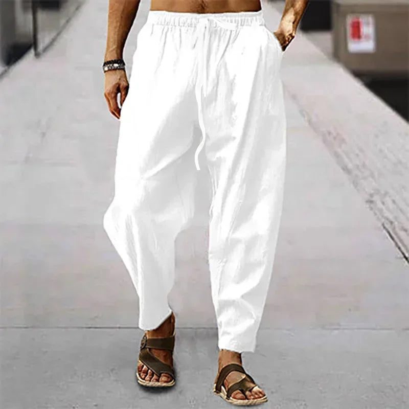 Men's Cotton Linen Straight Leg Pants – Lightweight Casual