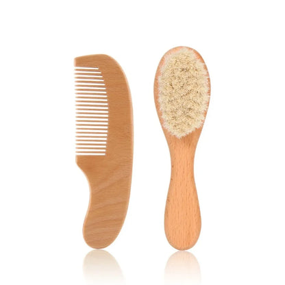 Baby Beech Wood Comb & Brush Set – 2 Piece Gift Set