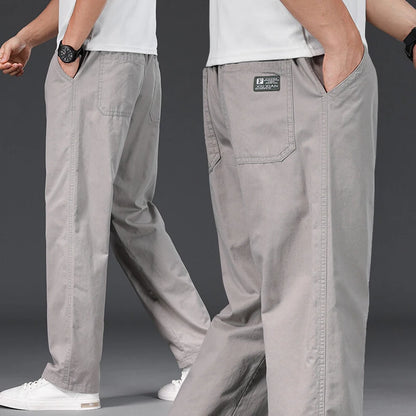 Men's Plus Size Relaxed Fit Casual Pants – Elastic Waist Cotton Trousers