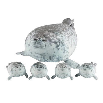 Mama Seal Plush Toy Set with 4 Baby Seals – Zipper Stuffed Animal