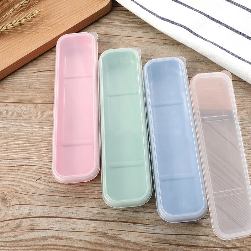 Portable Utensil Storage Box with Spoon, Fork & Chopsticks