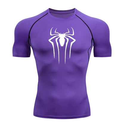 Men's Compression Short Sleeve Gym T-Shirt Spider Print