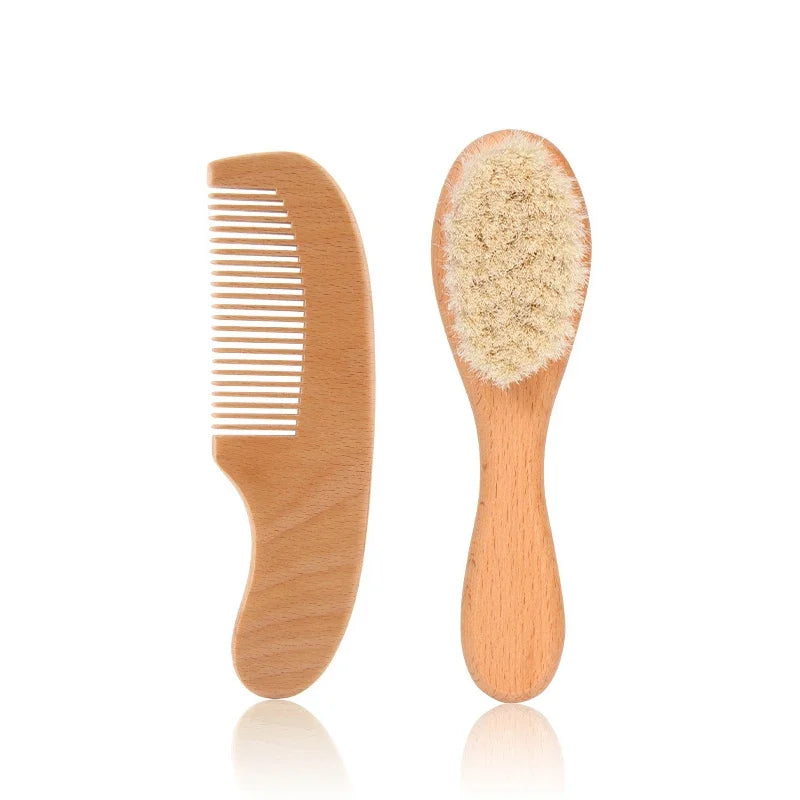 Baby Beech Wood Comb & Brush Set – 2 Piece Gift Set