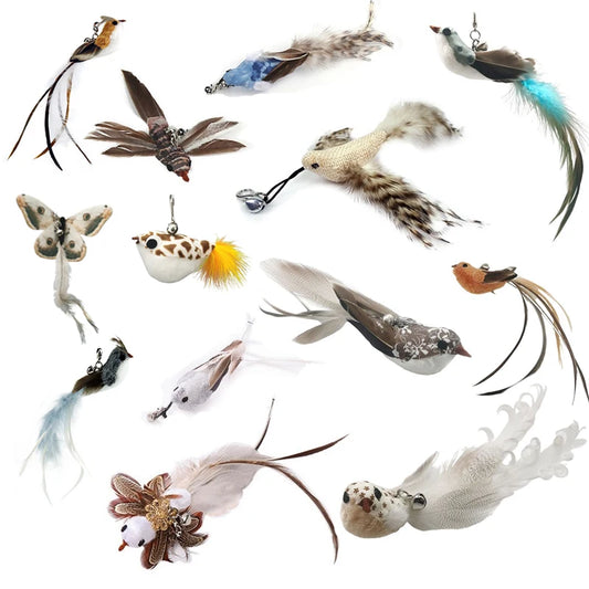Feather Bird Cat Wand Toy with Suction Cup & Bell