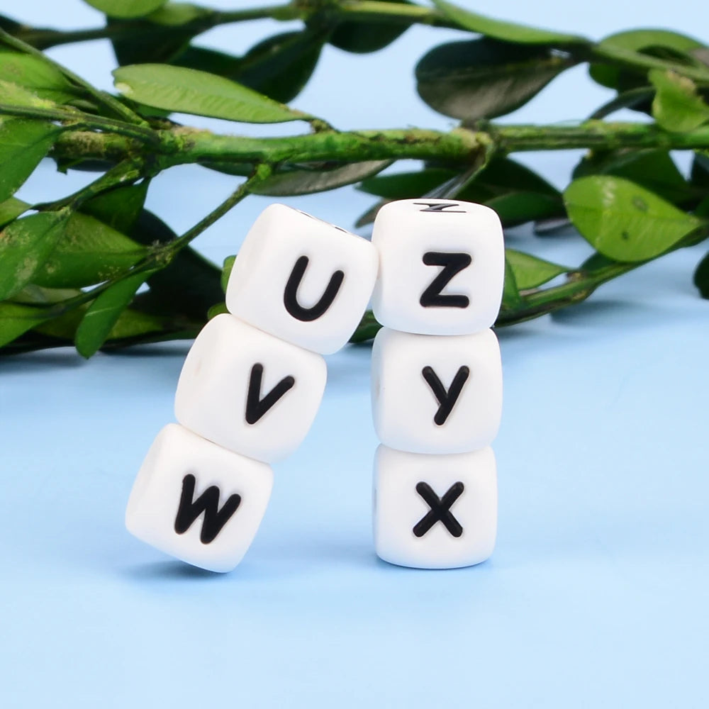 Silicone Alphabet Letter Beads 12mm – 40pcs Food Grade Teething