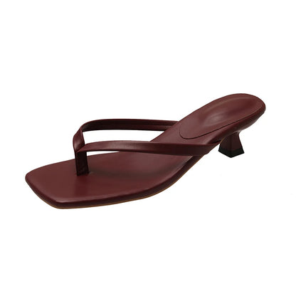 Women's Clip Toe Heeled Slides – Chic Low Heel Dress Slippers