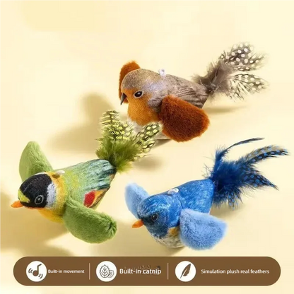 Electric Bird Cat Toy – Interactive Chirping Plush Bird with String