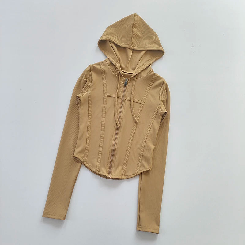 Women's Hooded Athletic Jacket Slim Fit Quick-Dry Running Sports Coat