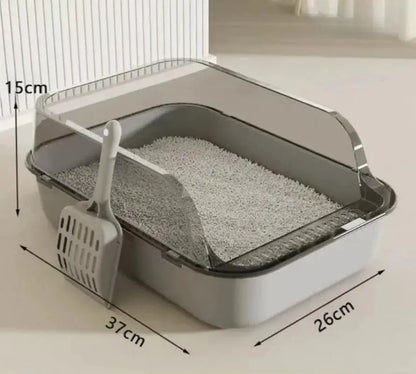 Semi-Enclosed Cat Litter Box – Splashproof Kitten Toilet Tray