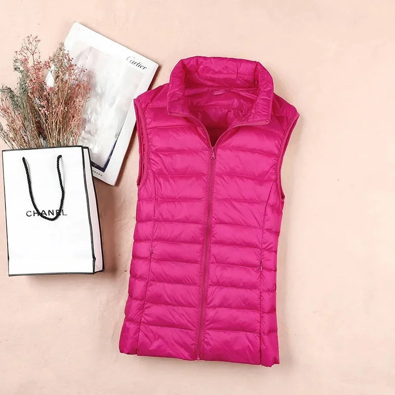 Women's Lightweight Down Vest – Slim Sleeveless Windproof Waistcoat