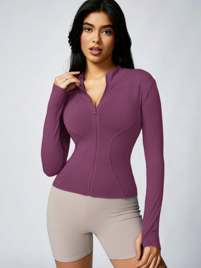 Women's Zip-Up Turtleneck Sports Jacket – Slim Fit