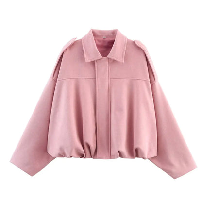 Women's Suede Texture Loose Lapel Jacket
