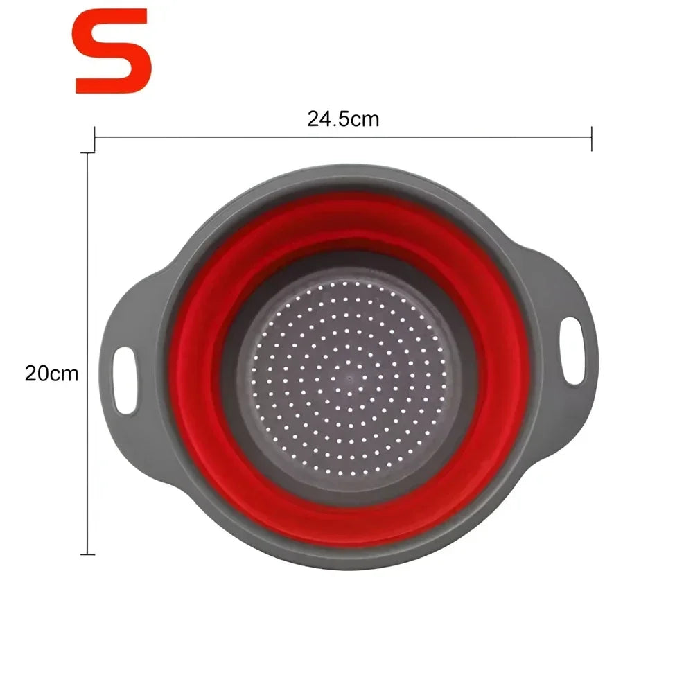 Collapsible Silicone Colander – Foldable Kitchen Strainer Basket