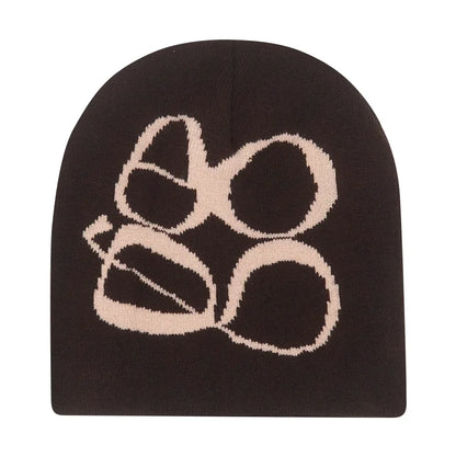 Y2K Letter Print Knit Beanie Hat – Unisex Winter Cap