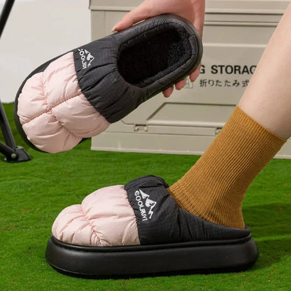 Women's Waterproof Down Slippers – Thick Sole Non-Slip Outdoor Shoes