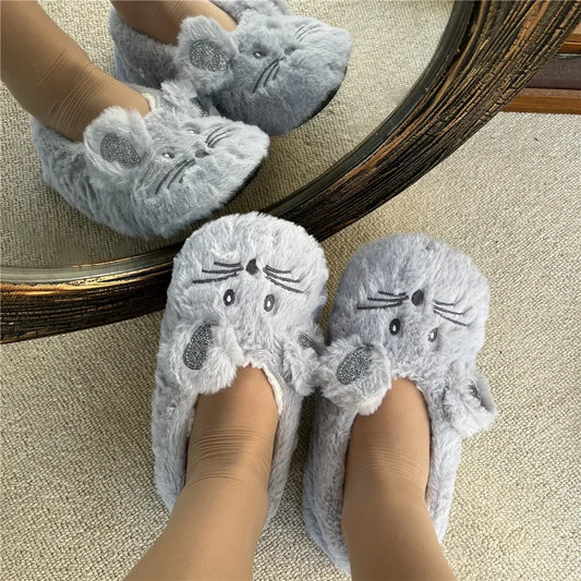 Women's Fuzzy Slippers – Warm Plush Indoor House Shoes with Non-Slip Grip