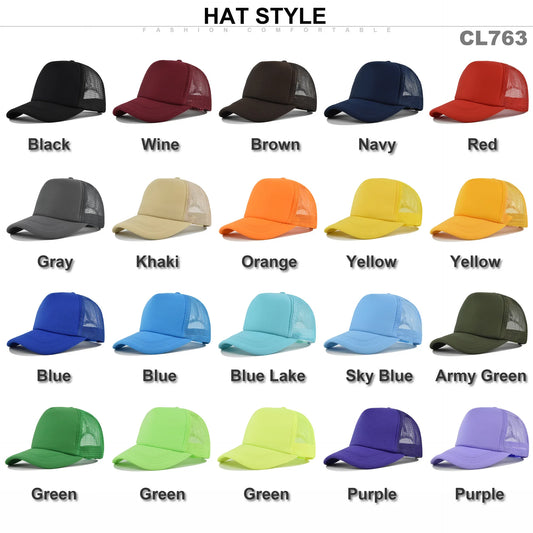 Plain Mesh Trucker Cap – Adjustable Snapback Baseball Hat for Men & Women