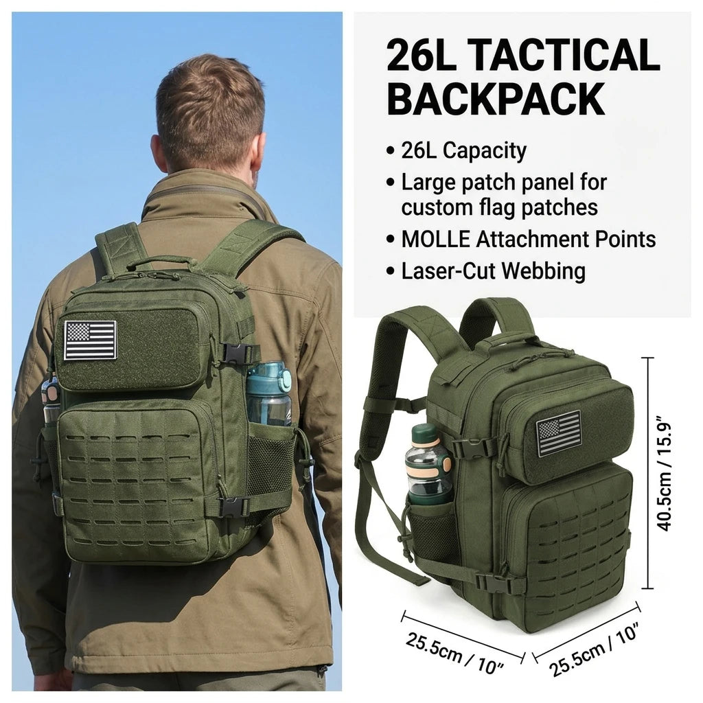 26L Tactical Backpack – MOLLE Hiking & Outdoor Rucksack