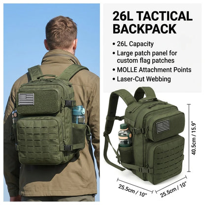 26L Tactical Backpack – MOLLE Hiking & Outdoor Rucksack