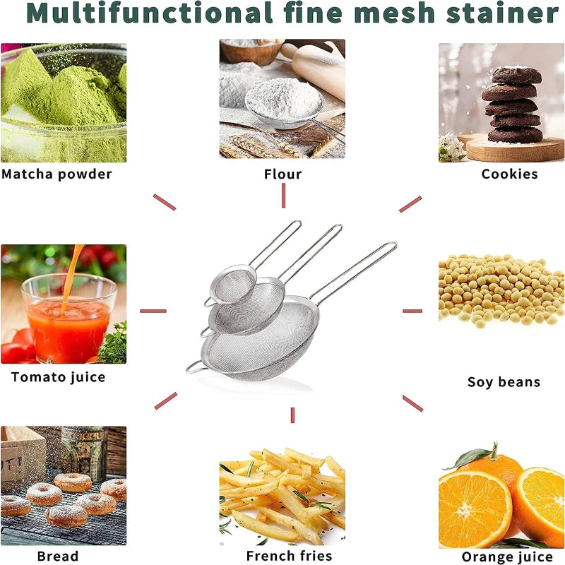 Stainless Steel Fine Mesh Strainer – Sieve & Sifter for Kitchen