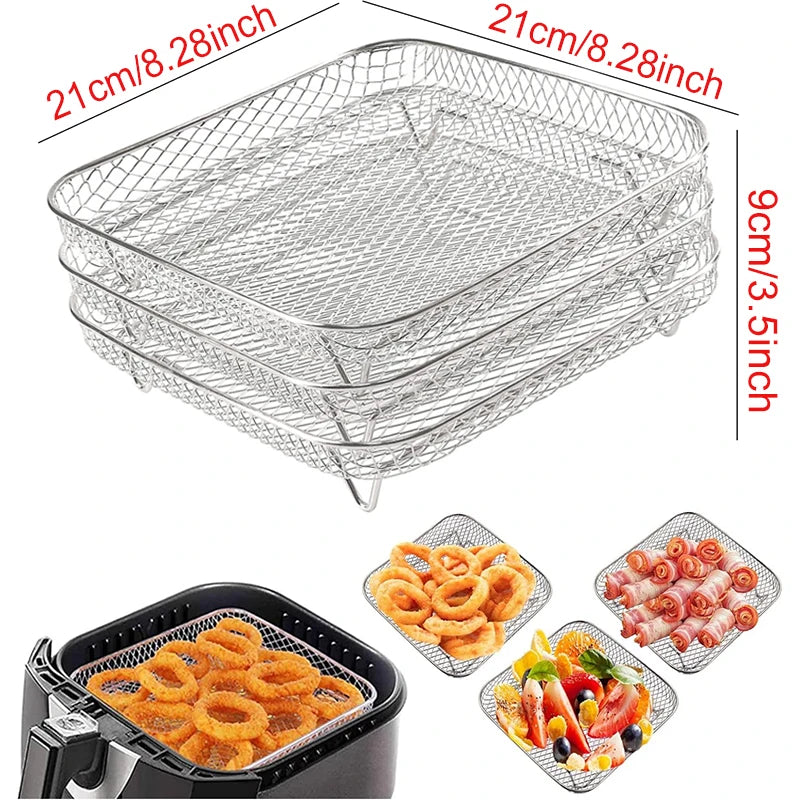 Air Fryer Rack – Stainless Steel Grill & Baking Rack with Skewers