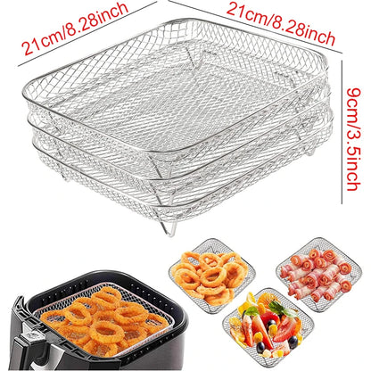 Air Fryer Rack – Stainless Steel Grill & Baking Rack with Skewers