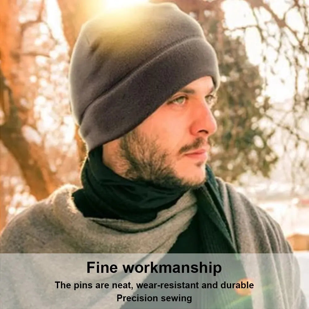 Polar Fleece Skull Cap Warm Windproof Winter Beanie for Men & Women