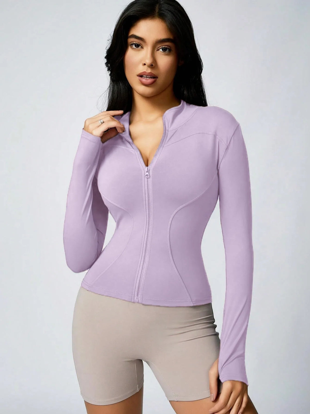 Women's Zip-Up Turtleneck Sports Jacket – Slim Fit