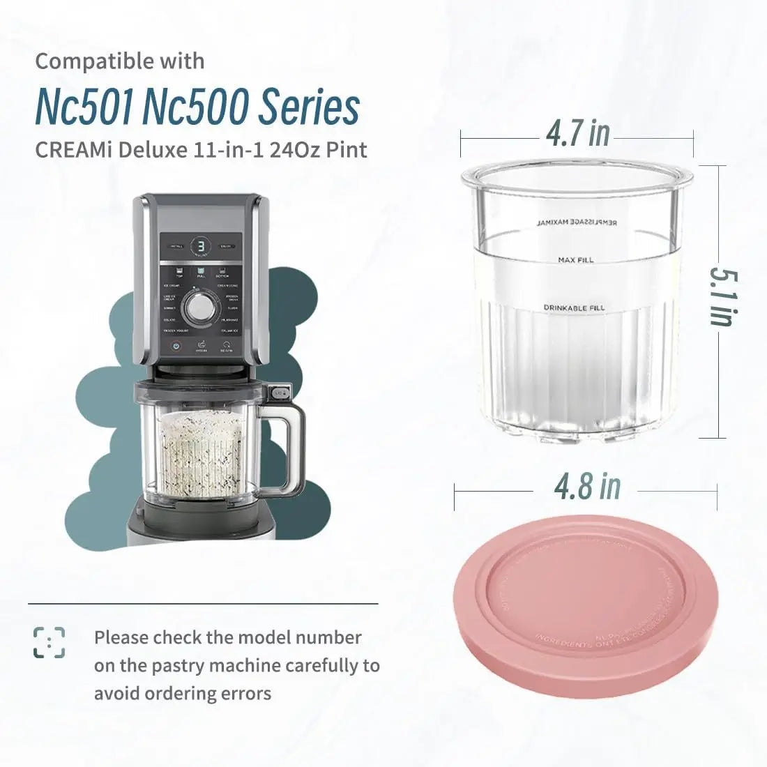 Ninja Creami Replacement Pint Containers with Lids – Set of 4