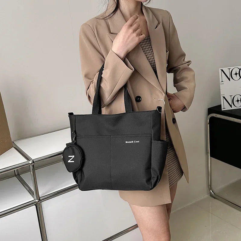 Canvas Tote Shoulder Bag for Women – Crossbody Handbag with Mini Coin Purse