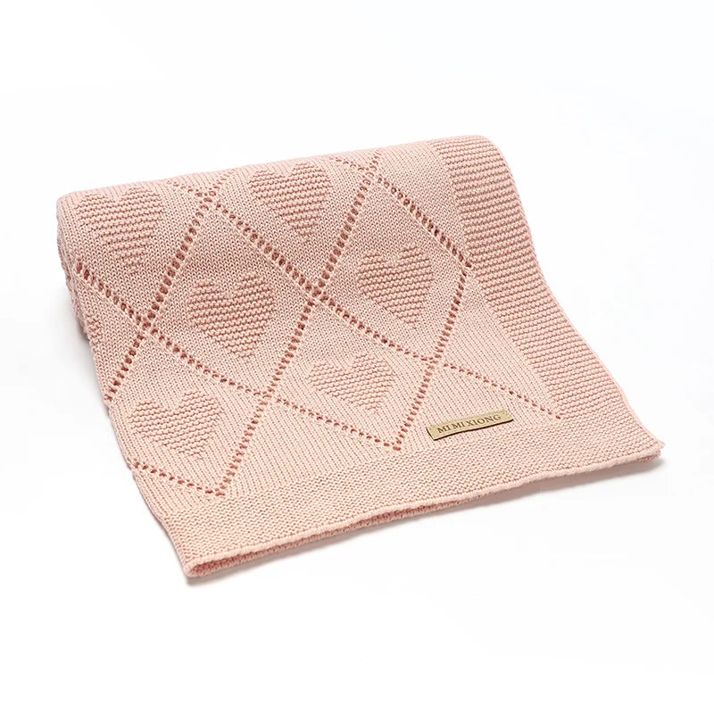 Baby Knit Blanket Super Soft Cotton Swaddle Wrap 90x70cm