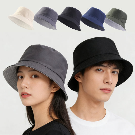 Foldable Bucket Hat Unisex Solid Color Sun Cap