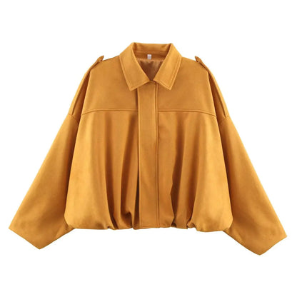 Women's Suede Texture Loose Lapel Jacket
