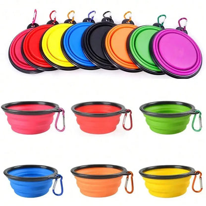 Collapsible Silicone Pet Travel Bowl – Portable Dog & Cat Feeder with Carabiner