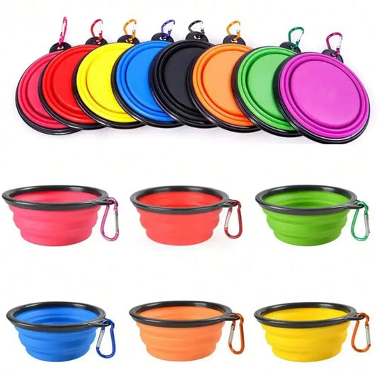 Collapsible Silicone Pet Travel Bowl – Portable Dog & Cat Feeder with Carabiner