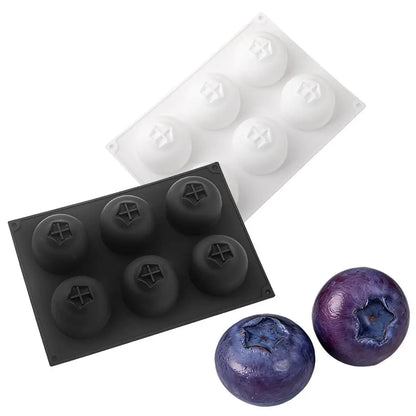 6-Cavity Blueberry Silicone Cake Mold – Food Grade Mousse Dessert Mold
