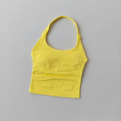 Halter Neck Sports Bra – Longline Strappy Crop Top for Yoga & Gym