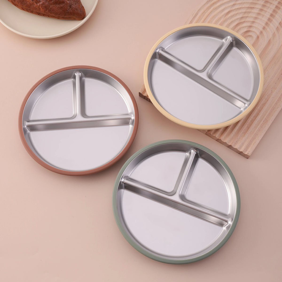 Baby Suction Divided Plate – Stainless Steel with Silicone Base