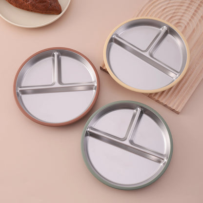 Baby Suction Divided Plate – Stainless Steel with Silicone Base